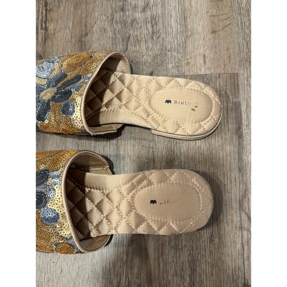 Birdies Women's The Dove Gold Petal Sequin Floral Mules Size 7.5 - Picture 4 of 6